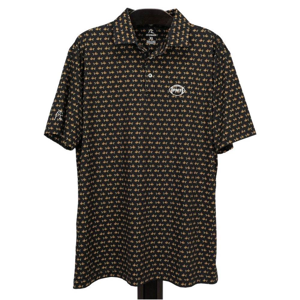 Rhoback Mens XL Pardon My Take PMT Goldfish Performance Polo Shirt Black Golf